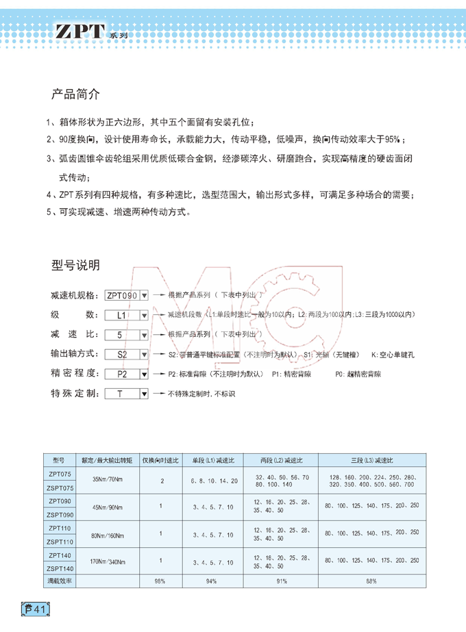 ZPT精密行星减速机参数