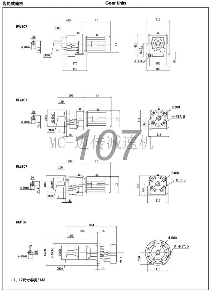 R107减速机参数图纸-迈传减速机