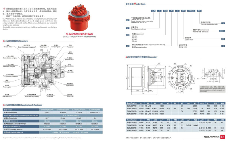 SL1V系列液压行星减速机参数图纸