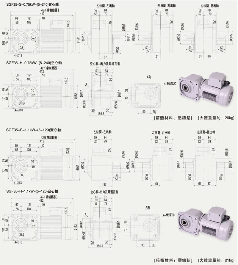 SGF35直交轴减速电机参数图