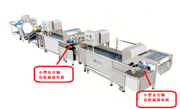 小型直交轴齿轮减速电机应用在蔬菜清洗线上.png