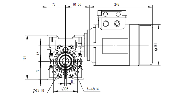 迈传MNRV063+0.75KW蜗轮蜗杆减速机尺寸图纸